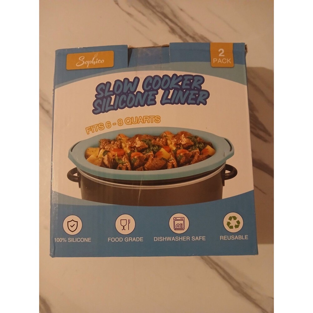 2 Pack Silicone Crock Pot Liner Reusable Slow Cooker Liners New Black + Gray